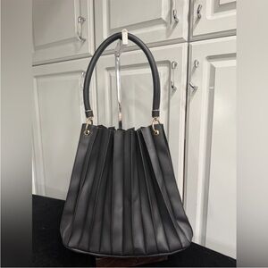 Elegant Black Pleated Handbag